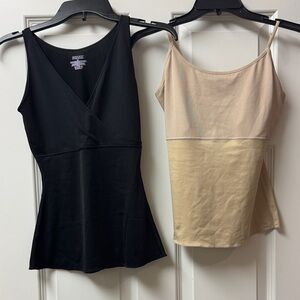Spanx tank tops (1 Black V-neck & 1 tan round neck) - Both Size M